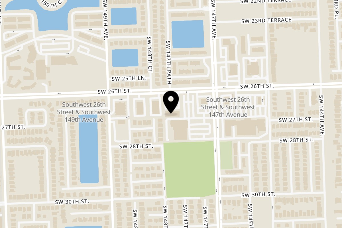 Map showing the location of Taste Buds Kitchen Miami – Kendale Lakes on 14740 SW 26th St in Miami
