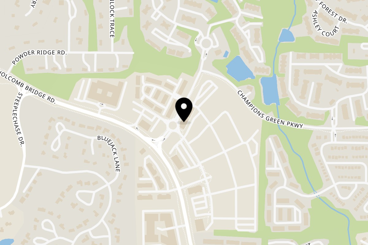 Map showing the location of Taste Buds Kitchen Atlanta – Alpharetta on 2612 Holcomb Bridge Rd in Alpharetta