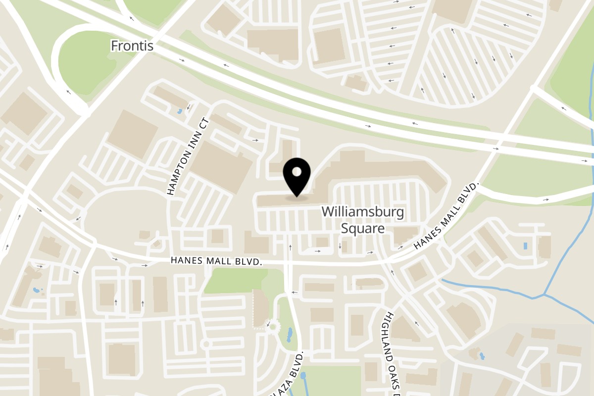 Map showing the location of Taste Buds Kitchen Winston-Salem – Hanes Mall on 676 Hanes Mall Blvd in Winston-Salem