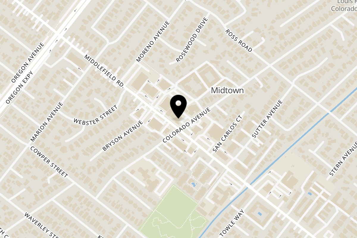 Map showing the location of Taste Buds Kitchen San Francisco – Palo Alto on 2775 Middlefield Rd in Palo Alto