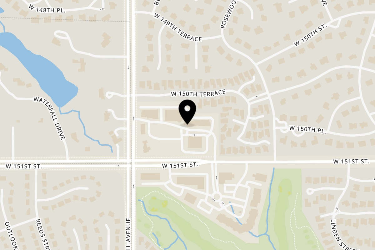 Map showing the location of Taste Buds Kitchen Kansas City – Leawood on 5336 W 151st St in Leawood