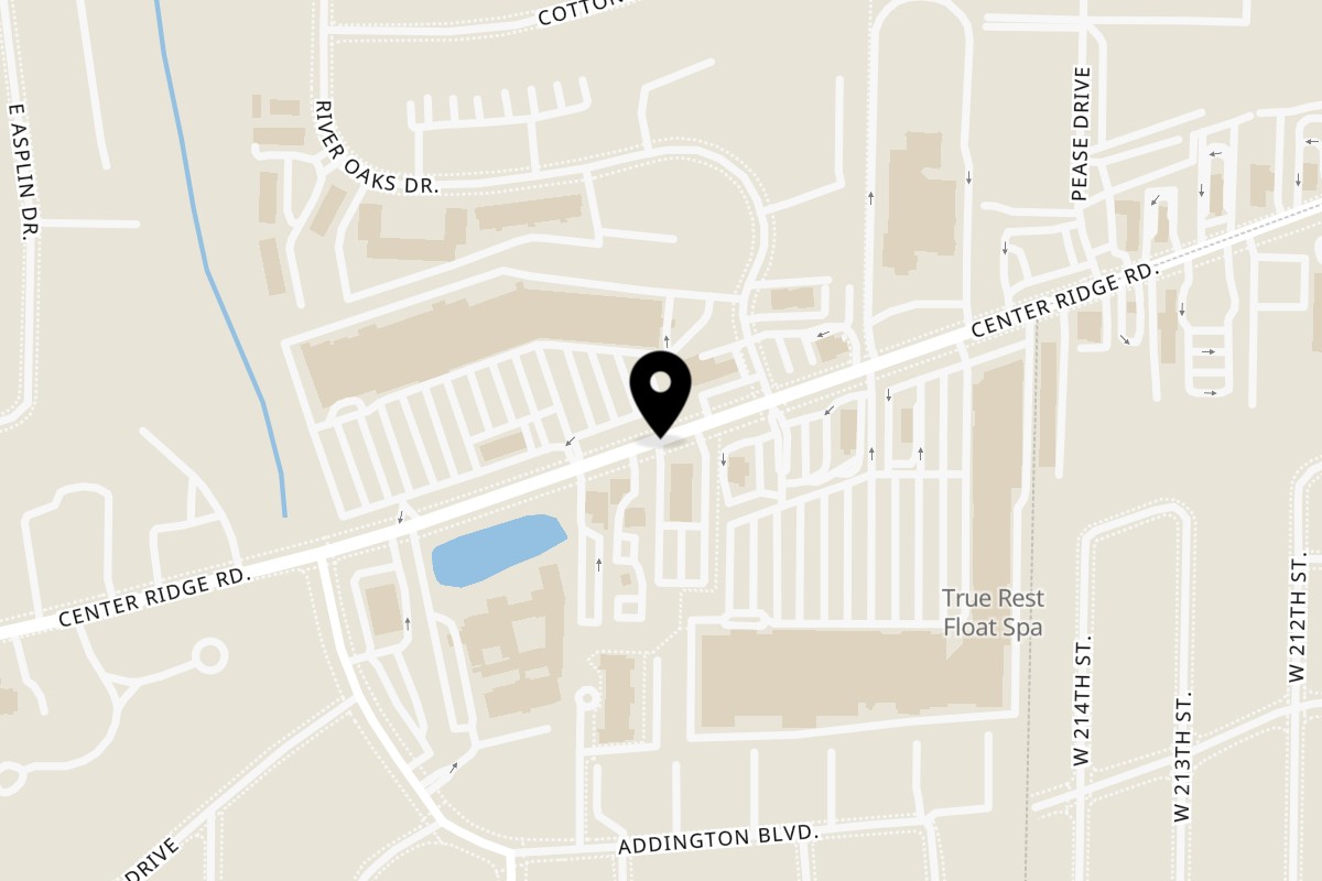 Map showing the location of Taste Buds Kitchen Cleveland – Rocky River on 21844 Center Ridge Rd in Rocky River