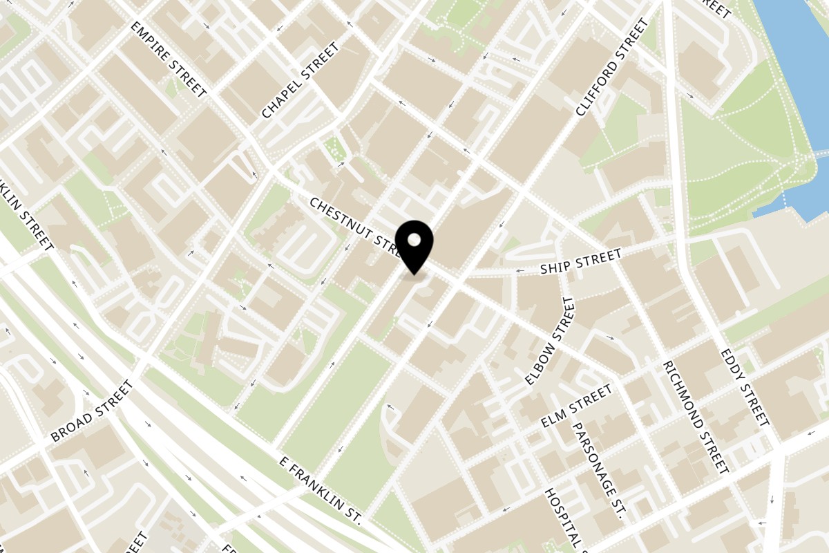 Map showing the location of Taste Buds Kitchen Providence – Downtown on 91 Chestnut St in Providence