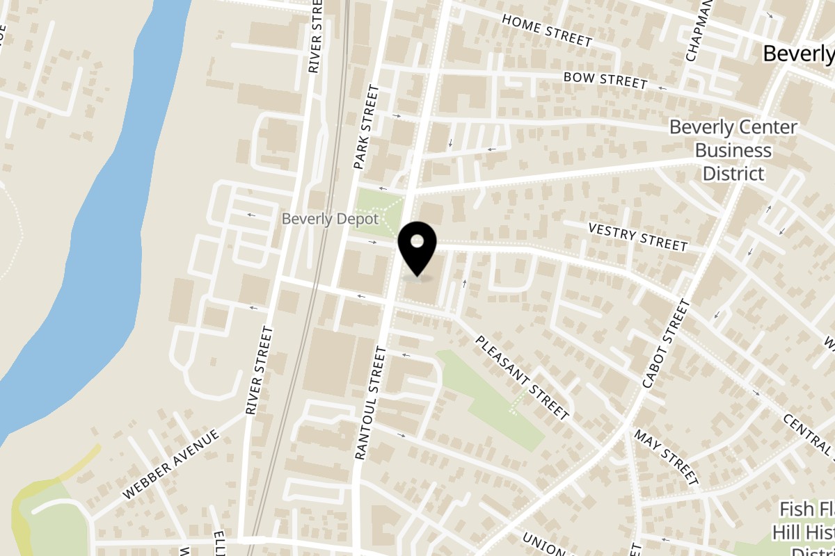Map showing the location of Taste Buds Kitchen Boston – Beverly on 131 Rantoul St in Beverly