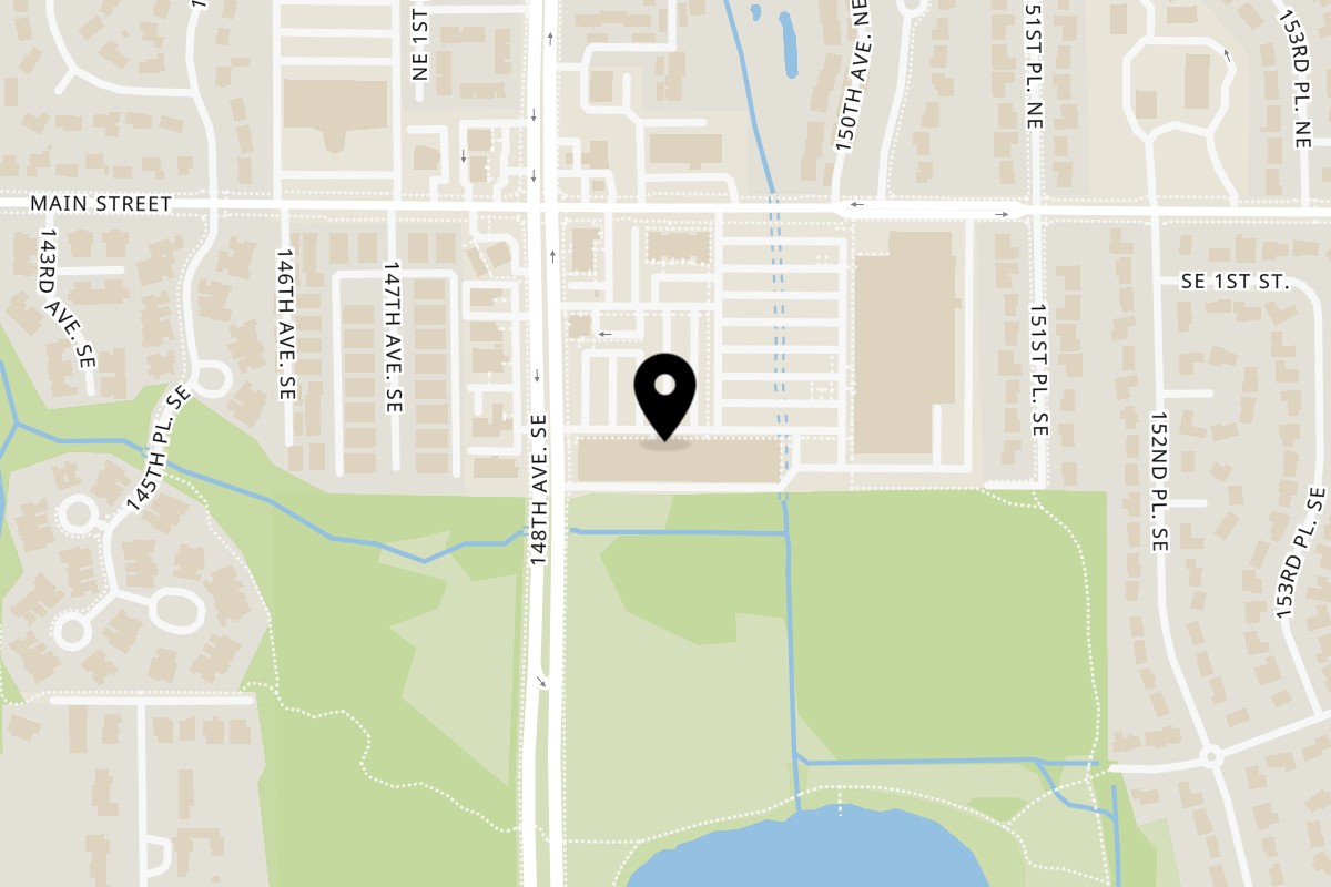 Map showing the location of Taste Buds Kitchen Bellevue – Kelsey Creek on 15015 Main St #109 in Bellevue